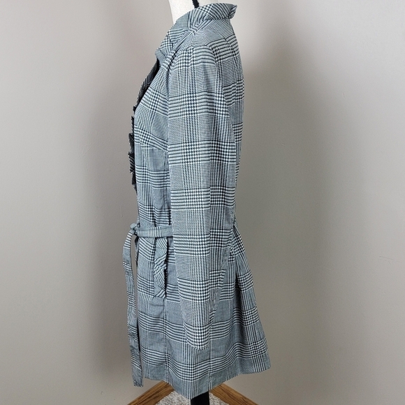 Talbots Petites Glen Houndstooth Plaid Water Resistant Trench/Rain Coat Sz 16P - Picture 9 of 13